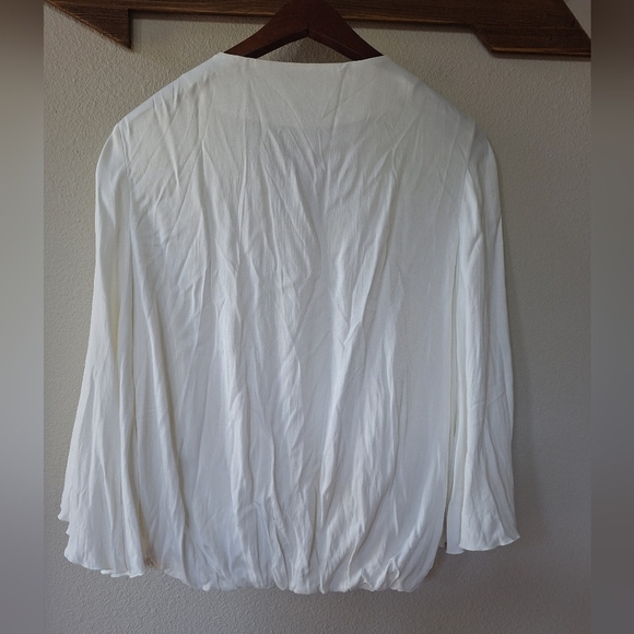 Initial Fashion Womens Flutter Sleeve Full Zip Ivory Jacket Size S - Picture 7 of 7